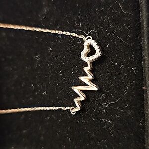 Heartbeat Necklace 1/20 CT tw diamonds 10k Rose Gold
